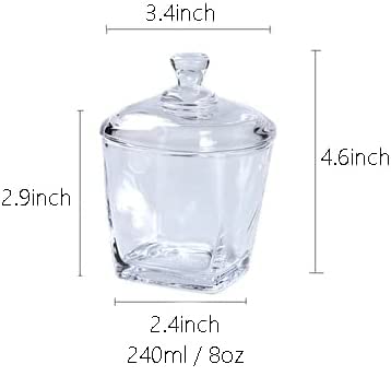123Arts Glass Sugar Bowl Spice Jar Seasoning Pot Storage Snack Jar with Lid,8oz,240ml