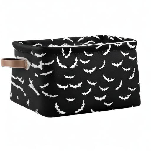 XUWU Storage Basket Bin Bats Halloween Goth Organizer Basket Collapsible Shelf Basket Cube with handle for Nursery Bedroom Bathroom