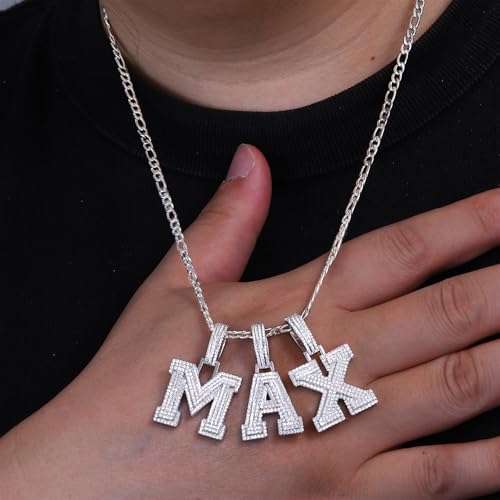 925 Sterling Silver 26 Letters Alphabet Pendant Necklace - Moissanite Initial Necklace for Women, Dainty Personalized Jewelry Gift for Her, 18"+2" Adjustable Chain (Letter A)