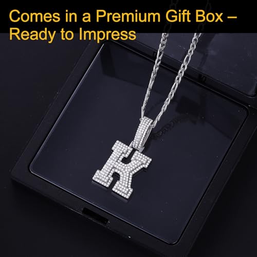 925 Sterling Silver 26 Letters Alphabet Pendant Necklace - Moissanite Initial Necklace for Women, Dainty Personalized Jewelry Gift for Her, 18"+2" Adjustable Chain (Letter A)