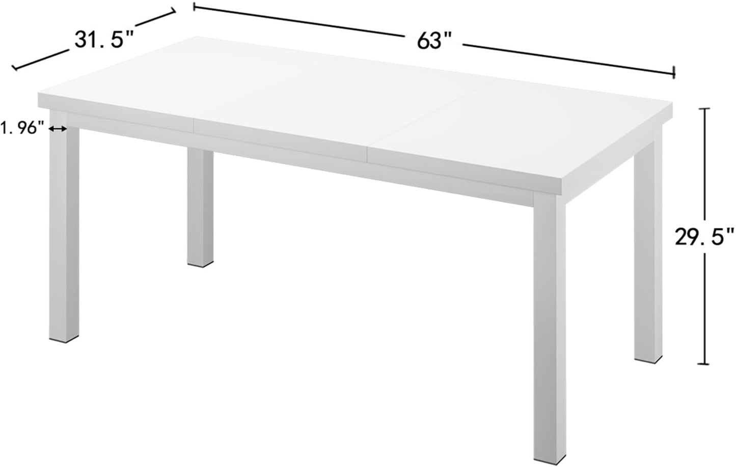 Woodalloy 63 Inch Large Computer Desk, Home Office Desk, Modern Desk Table for 2 Person Gaming Computer Desk, Simple Office Desk for Work,Craft,Writing,Studying, Etc., White