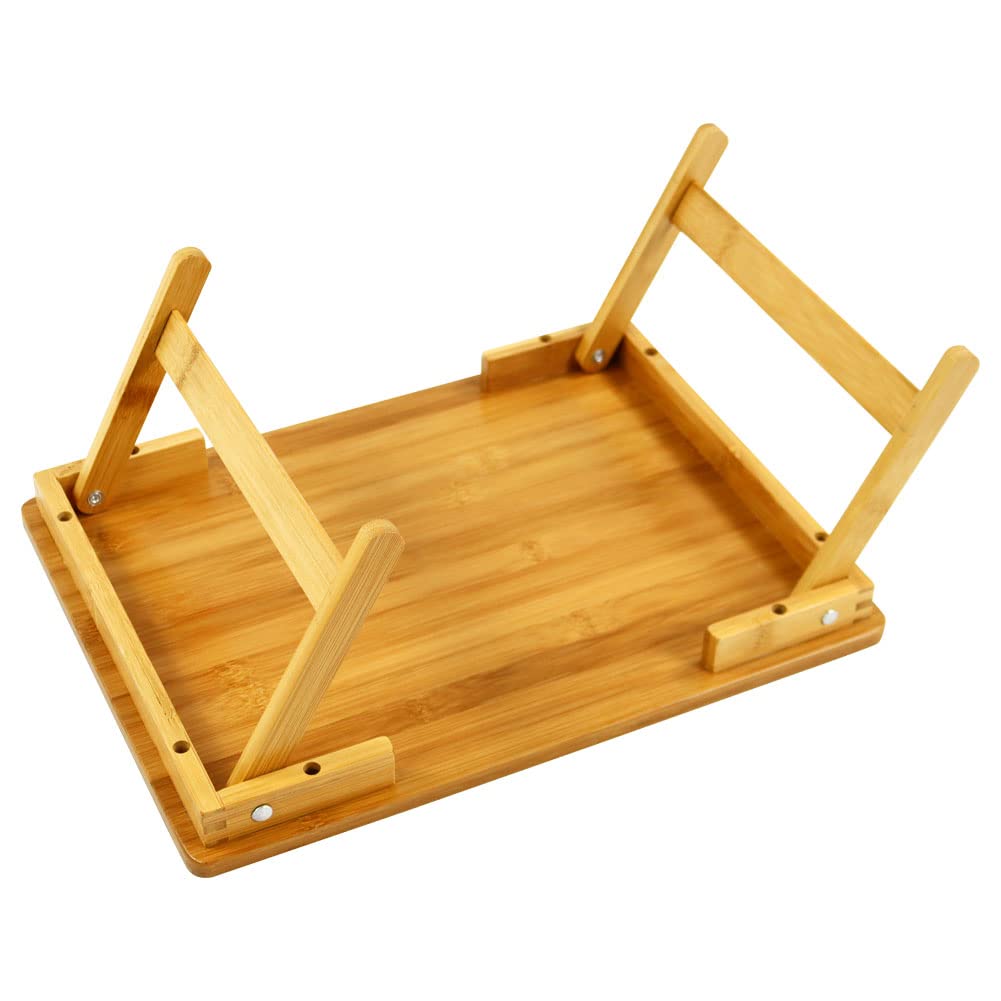 WKWKER 100% Bamboo Laptop Desk Flat Surface Lap Stand Table with Folding Legs Portable Table Bed Tray for Workstation Computer Writing Studio (Natural)
