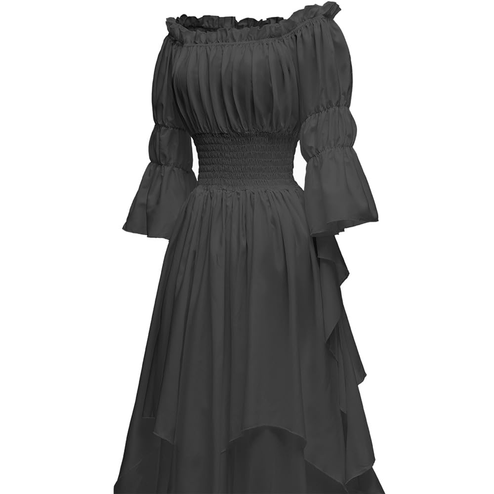 Abaowedding Women's Gothic Witch Dress Medieval Renaissance Costume Victorian Dress Black Small/Medium