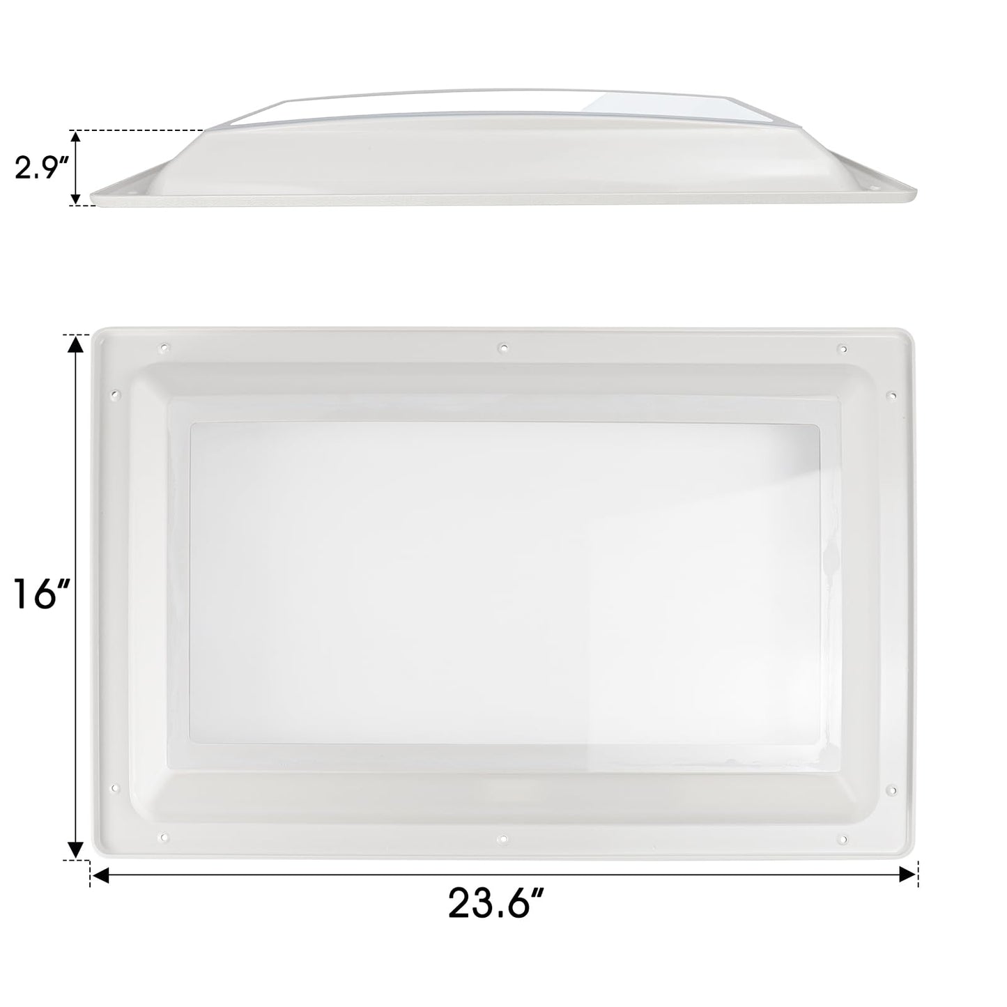 XMK RV Skylight Replacement Inner Dome, 14" x 22" RV Skylight Inner Dome with Clear Window for RV's Campers Food Trucks Shower Roof Opening, Include Screws
