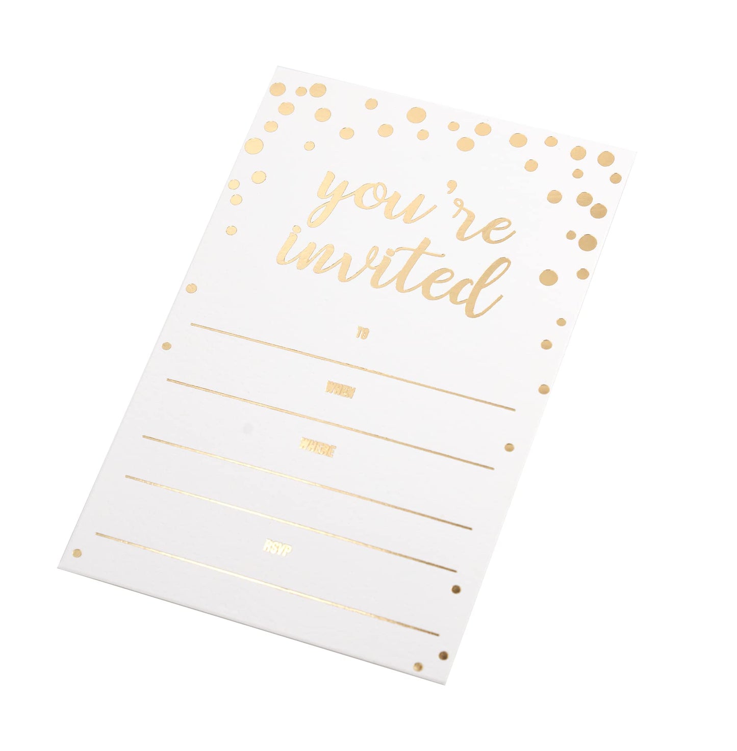 50 Pack Invitation Card - Elegant Greeting Cards ‘’You are Invited’’ in Gold Foil Letters – for Wedding, Bridal Shower, Baby Shower, Birthday Invitations - 52 Kraft Envelopes Included - 4" x 6"