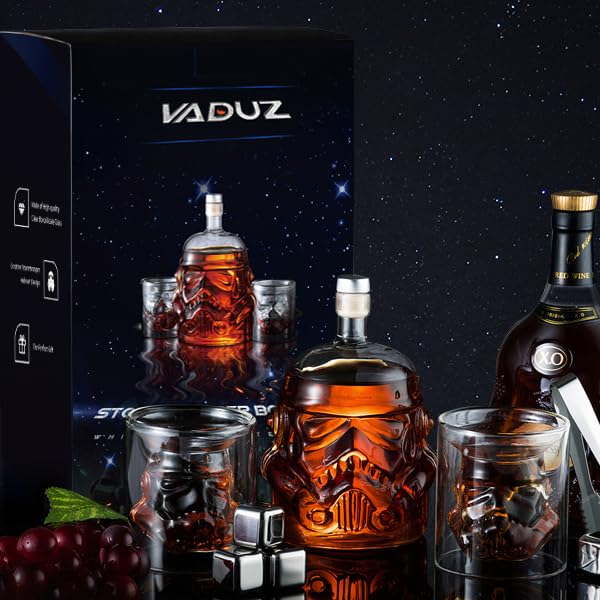 Whiskey Decanter Set Transparent Creative with 2 Glasses,Gifts for Men,Whiskey Flask Carafe Decanter with 4 Whiskey Stones & Tong,Whiskey Carafe for Brandy,Scotch,Vodka,Gifts for Dad,Husband,Boyfriend