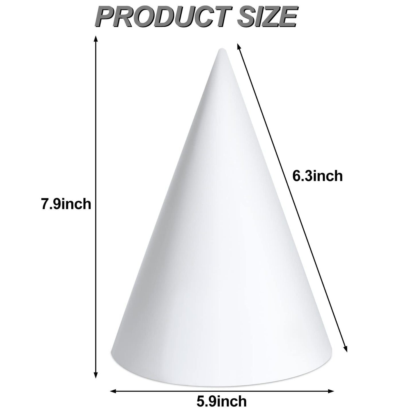 Welecom 30 PCS White Cone Hats Party Hats DIY for Kids Adult - One size fits all - 6.3 5.9 7.9 inch - Paper - Hand Wash Only - Costume Headwear - Halloween, Christmas, Thanksgiving, Birthday