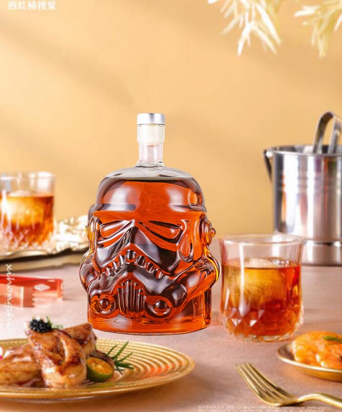 Whiskey Decanter With 2 Glasses, Transparent Creative Flask Carefe Decanter for Brandy, Scotch, Bourbon, Vodka, Liquor Christmas Gift for Men,Dad,Husband,Boyfriend