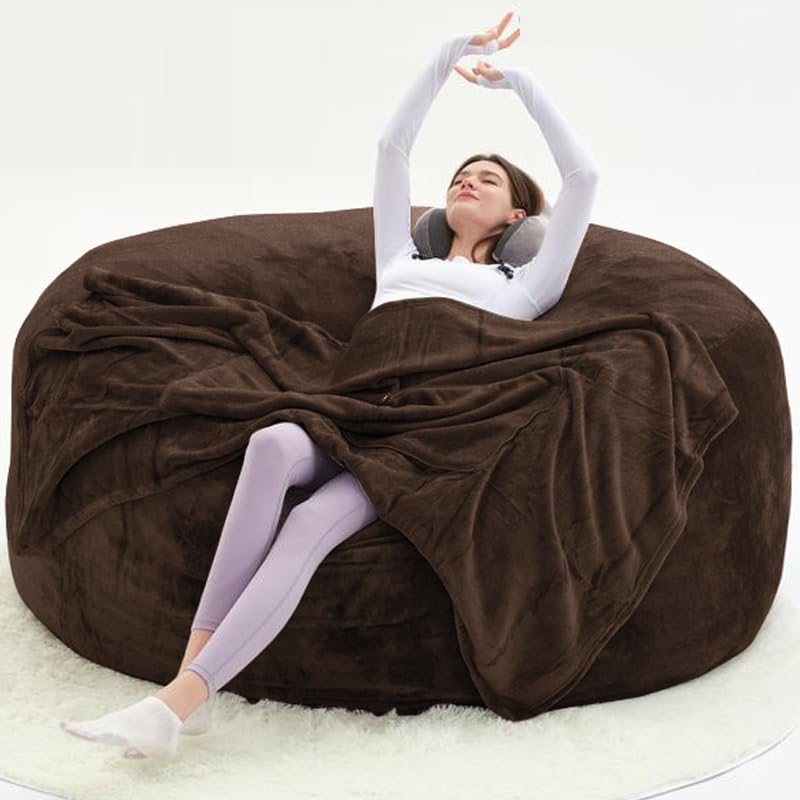 4FT,Bean Bag Chairs for Adults,Bean Bag with Filler Included,Memory Foam Chair,Soft Flannel Washable Cover, Ideal Reading Chair for Bedroom and Dormitory. (Dark Gray, 4 Foot)