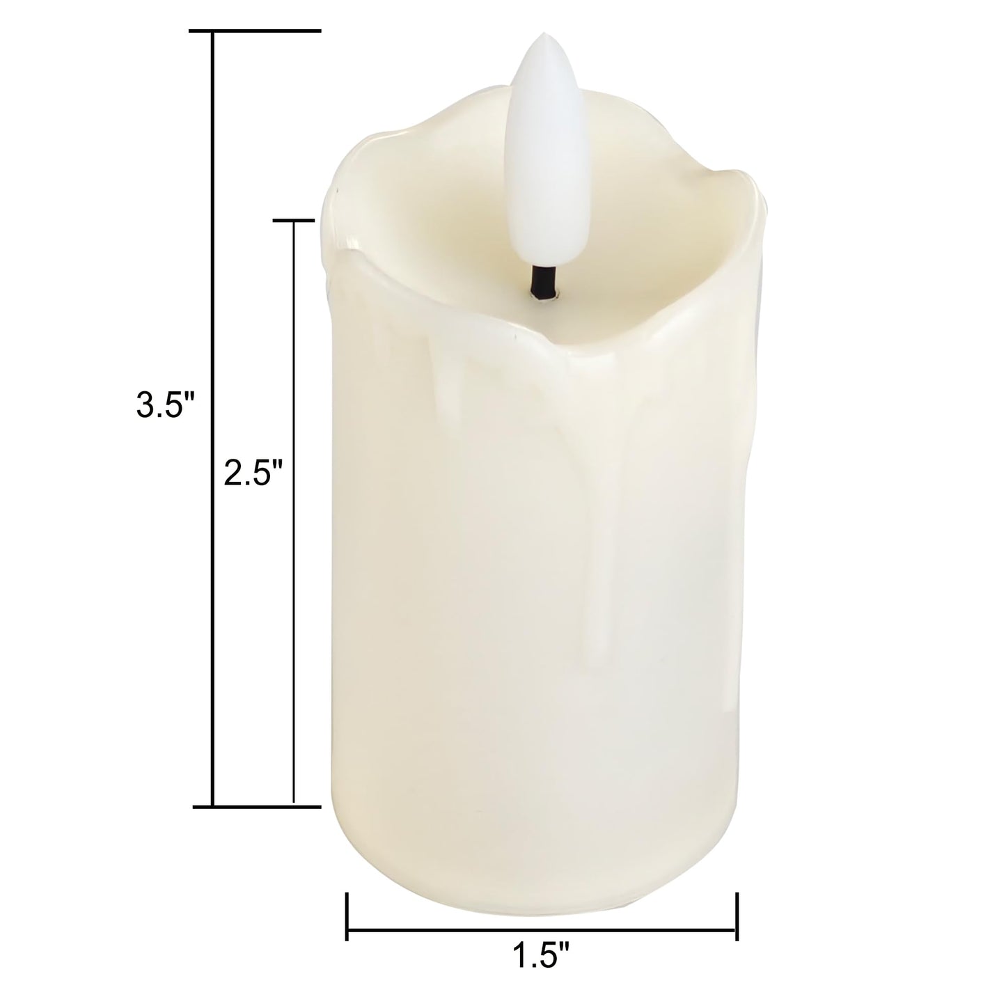 6 Pack Flameless Votive Candles with Timer(5 Hour) 1.5”x3.5” Realistic Black Wick Battery Operated Candles Dripping Fake LED Tealights for Halloween Christmas Wedding Party Holiday Decoration