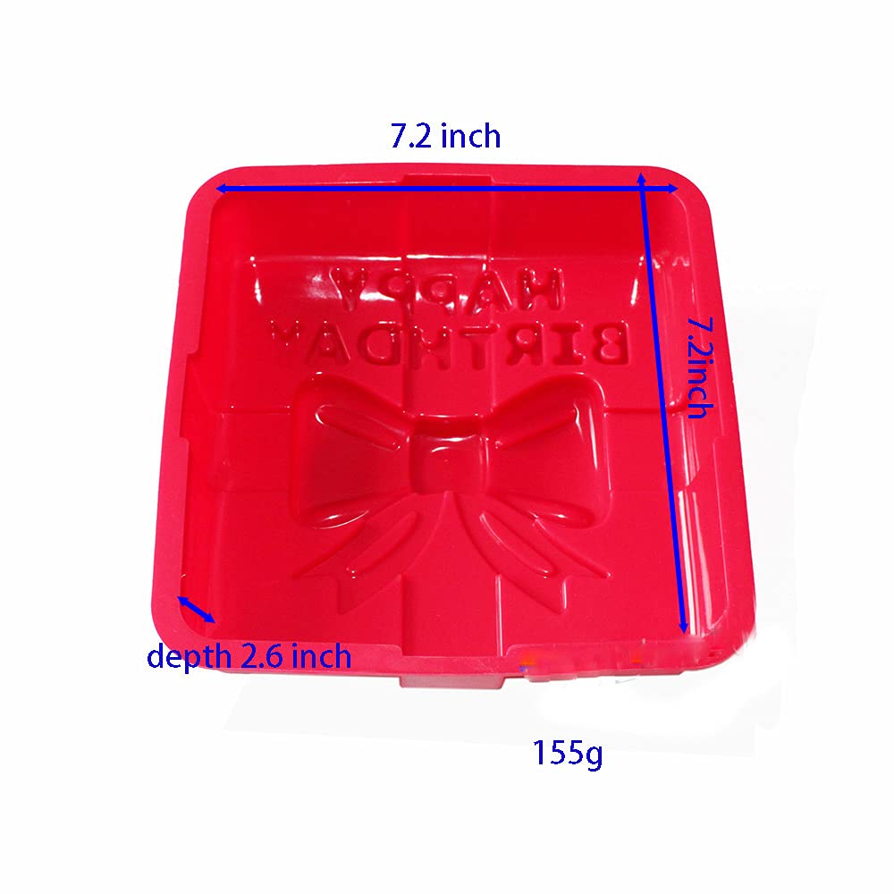X-Haibei 8-inch Happy Birthday Gift Box Cake Pan Pizza Gelatinas Baking Silicone Square Mold