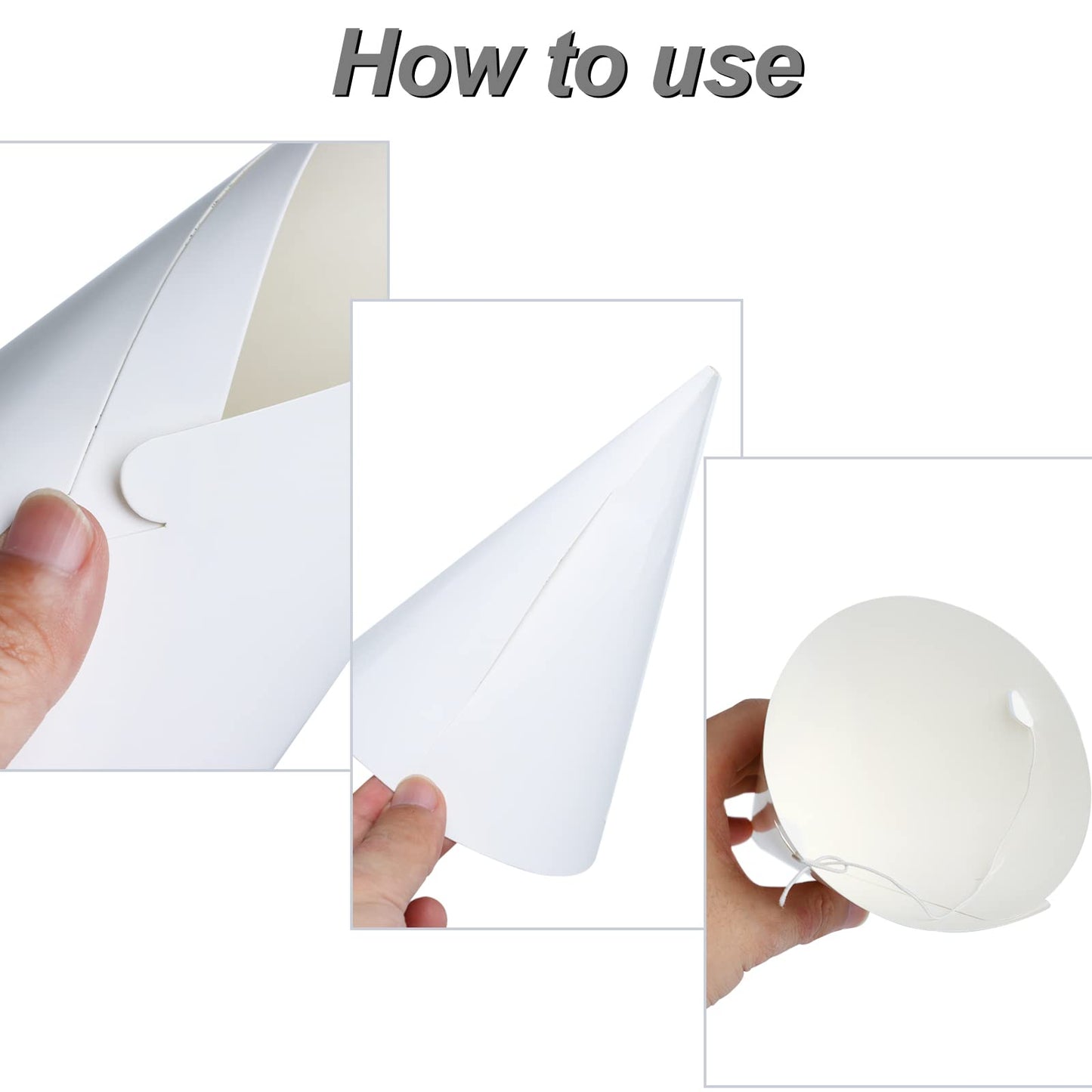 Welecom 30 PCS White Cone Hats Party Hats DIY for Kids Adult - One size fits all - 6.3 5.9 7.9 inch - Paper - Hand Wash Only - Costume Headwear - Halloween, Christmas, Thanksgiving, Birthday