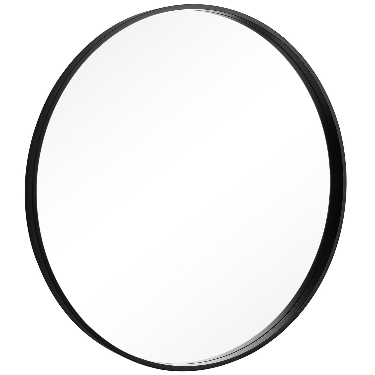 WallBeyond Round Wood Mirror, 32" Round Modern Decoration Large Circle Wall Mirror for Bathroom Living Room Bedroom Entryway, Black