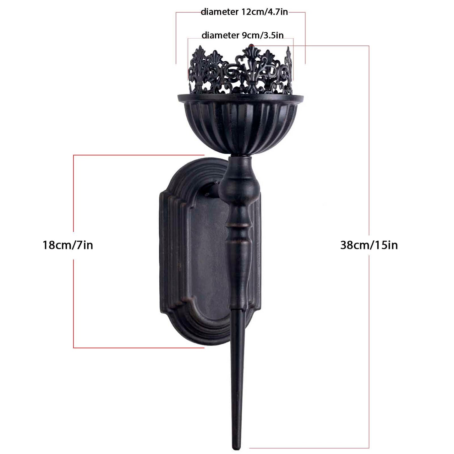 Wall Sconce Candle Holder (Set of 2) Black Crown and Scepter Design Wall-Mount Metal Candle Holders Hanging Iron Wall Candle Sconce Holder for Living Room, Bathroom, Dining Room