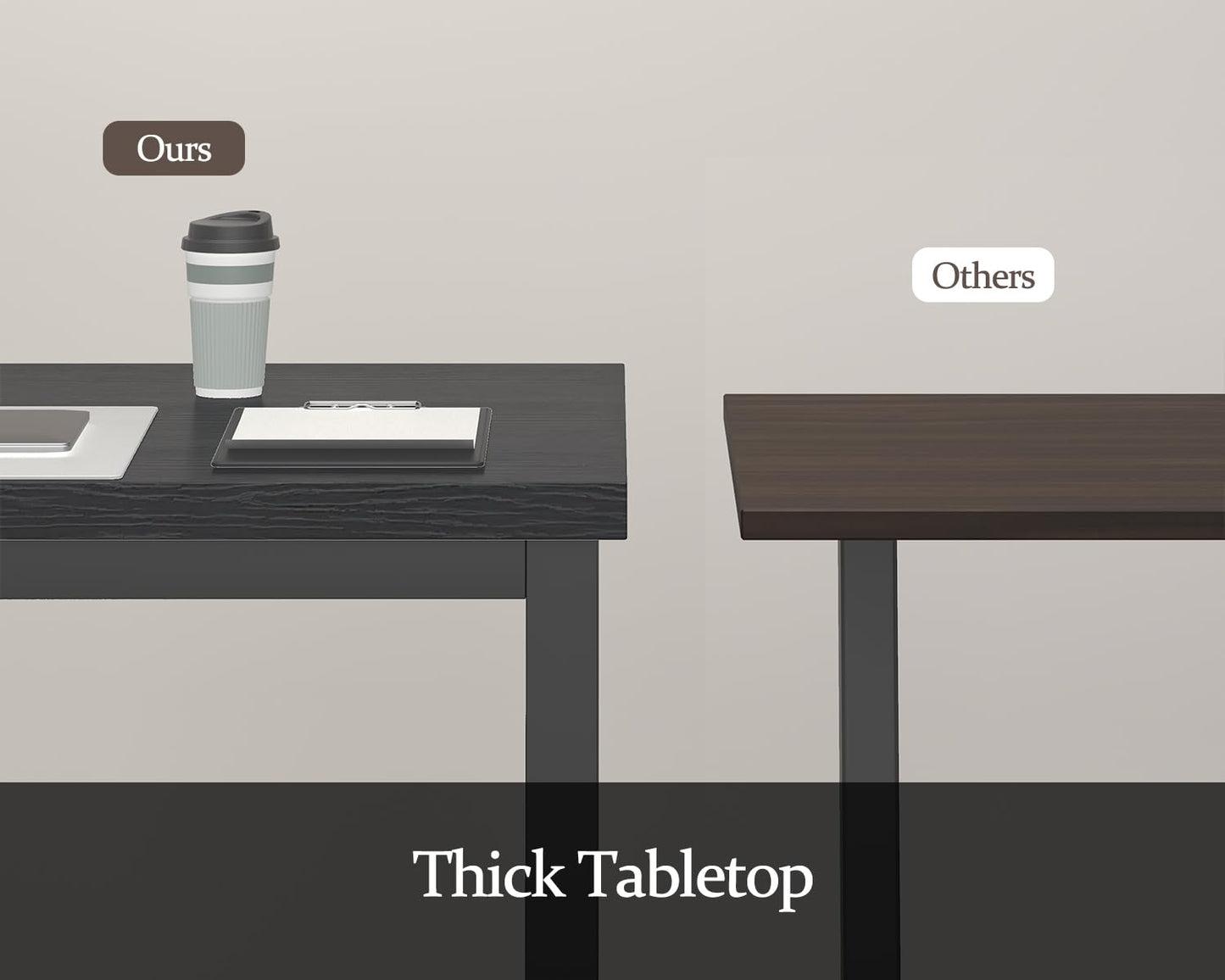 Woodalloy 55.1 Inch Small Computer Desk, Home Office Desk, Modern Table for 2 Person Kids Student Gaming Computer Desk, Simple Office Table for Work,Craft,Writing,Studying, Etc., Black.