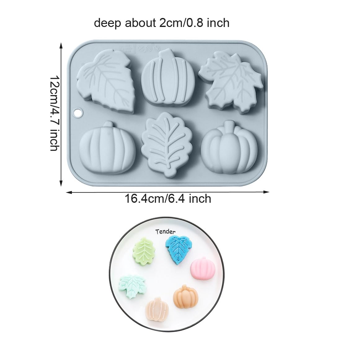 2 Pack Harvest Thanksgiving Themed Silicone Cake Molds 6 Cavity 3D Autumn Pumpkin Maple Leaves Mould Tray DIY Baking Fall Décor Tools for Chocolate Candy Mousse Dessert Gummy Handmade Soap Clay