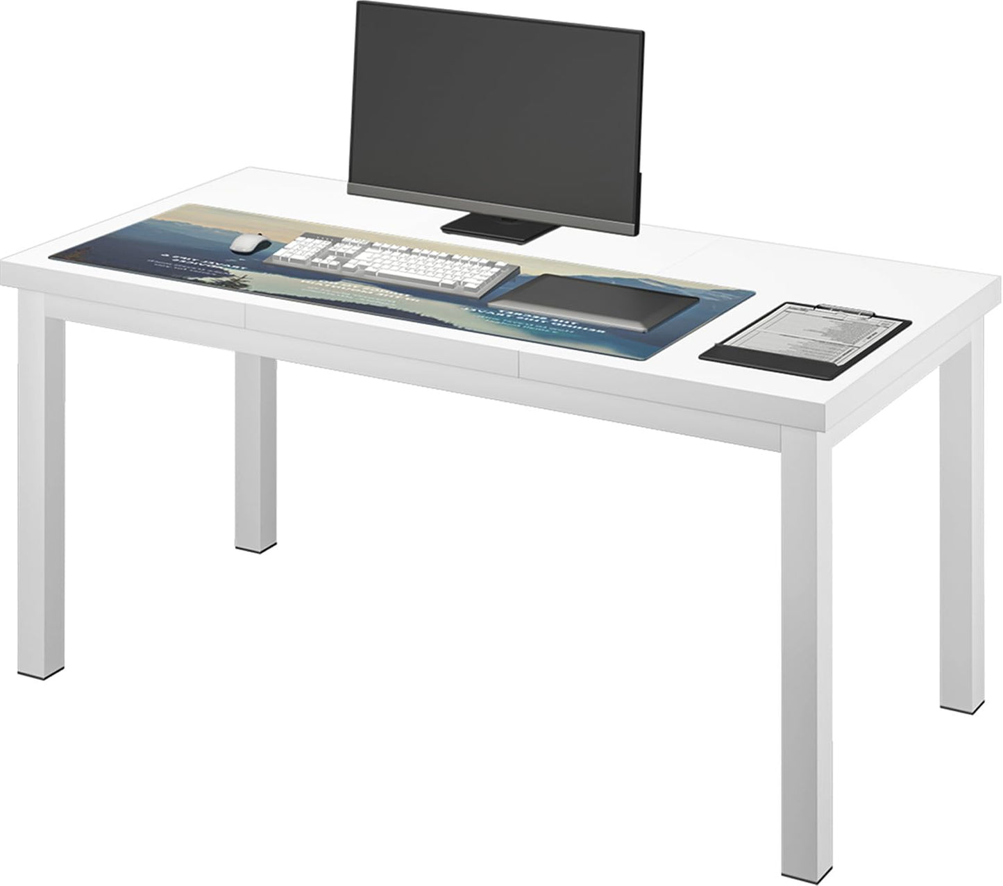 Woodalloy 63 Inch Large Computer Desk, Home Office Desk, Modern Desk Table for 2 Person Gaming Computer Desk, Simple Office Desk for Work,Craft,Writing,Studying, Etc., White