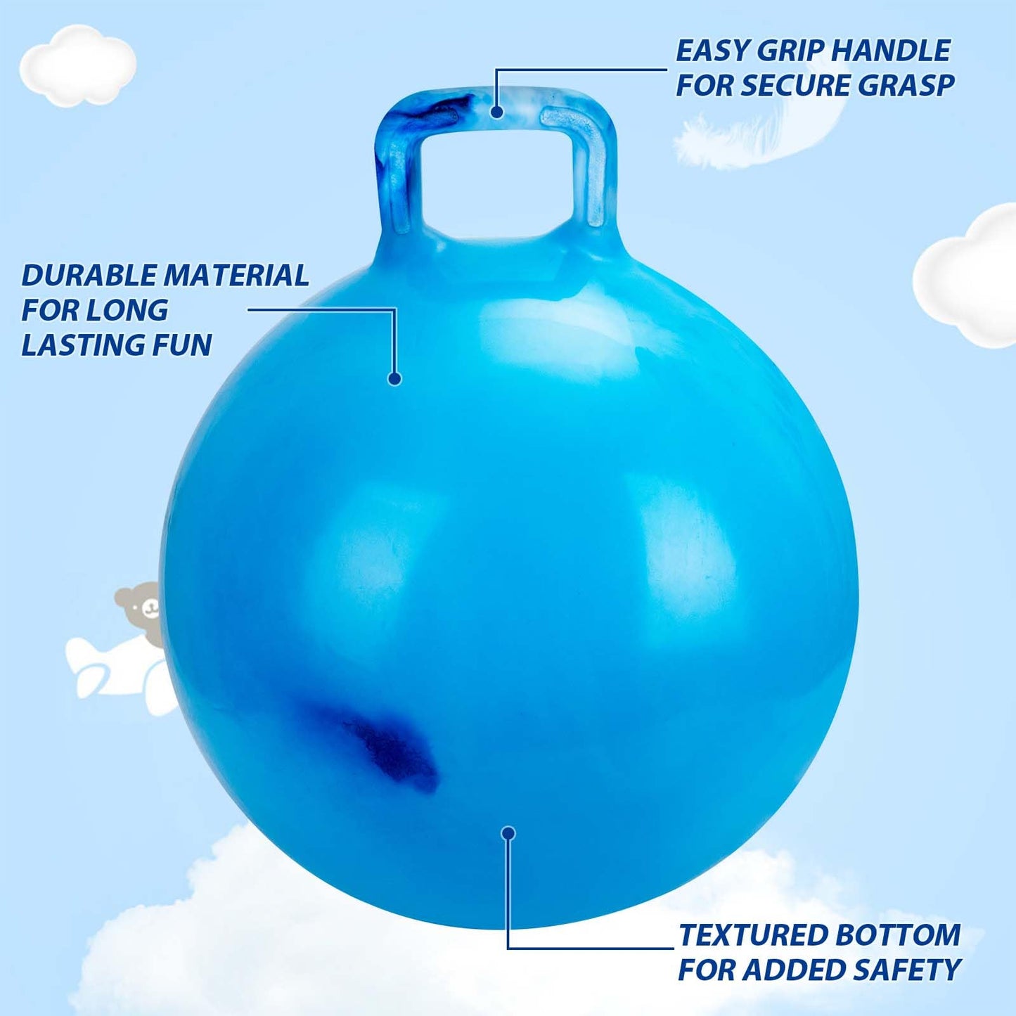 Willingfun Hopper Ball 2 Pack with Air Pump, 18 Inch Bounce Balls with Handles for Kids, Best Gift for Ages 3 4 5 6 7 8 Boys and Girls, Toys for Ages 3-10, Ride on Toys for Kids 4-8, Hopper Toy