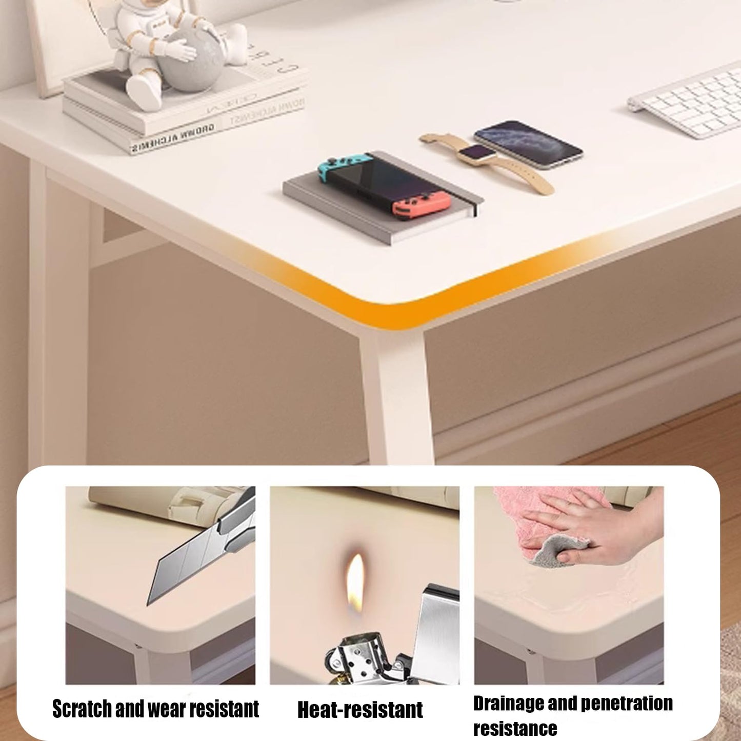 XUEGW Computer Desk Modern Simple Style Desk for Home Office, 39.3 inch White Small Writing Table Study Corner Work Desk for Bedroom