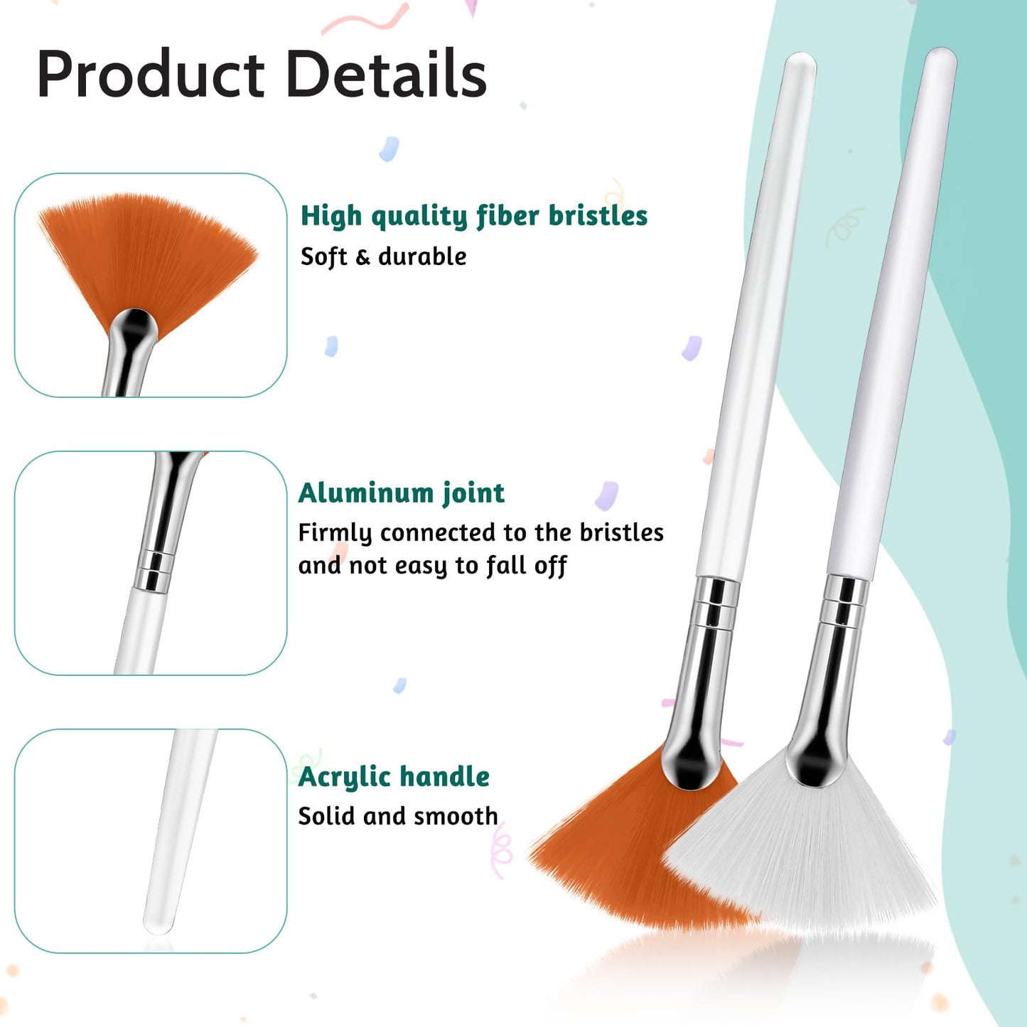 2 Pcs Fan Makeup Brush, Fan Brushes Esthetician Facial Mask Brush, Highlighter Brush Makeup Face Mask Applicator, Face Mask Brush for Women Girls