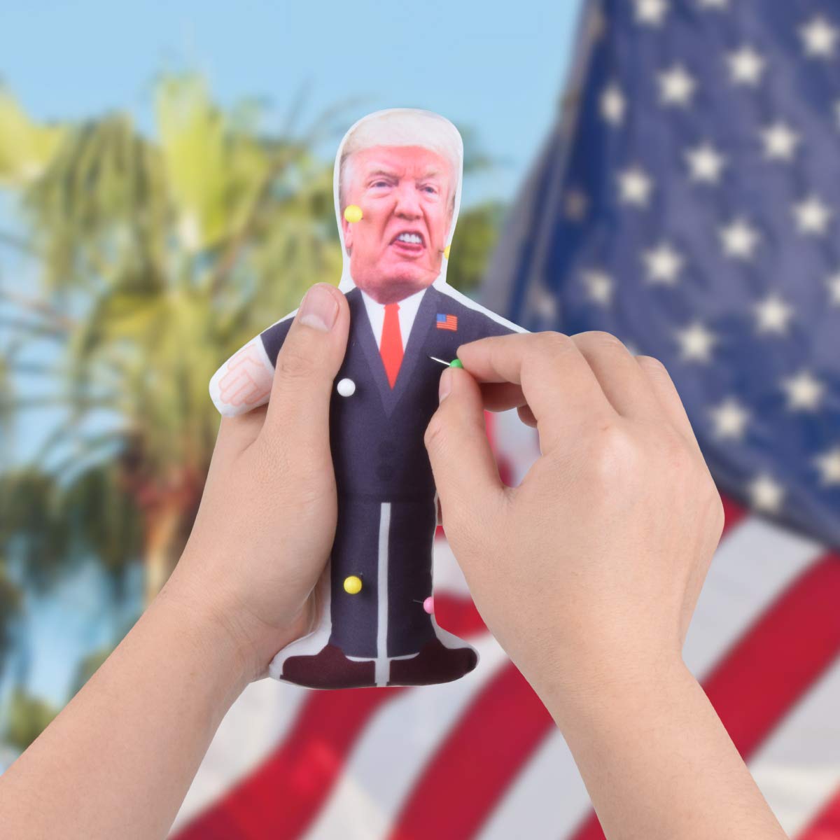 7.9 inch Donald Trump Voodoo Doll Pin Holder -0.24 inch Round Head with Stainless Point, Box of 180, Assorted Colors