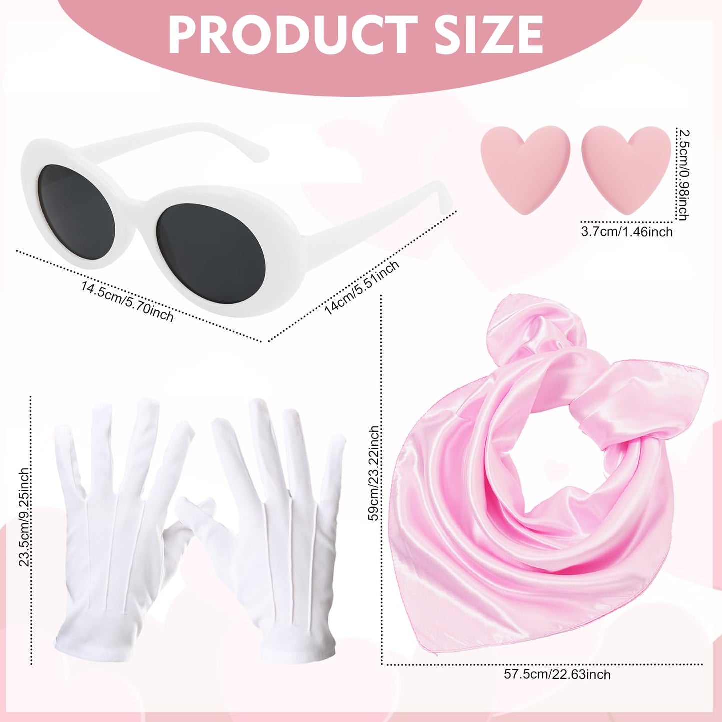 XEPST 6PCS French Women set - 50s Fancy Dress for Women with French Beret Hat Sunglasses Scarf Gloves Earrings 1950s Costume Kit for Halloween Costume Cosplay Carnival Fancy Dress Up, Lightpink