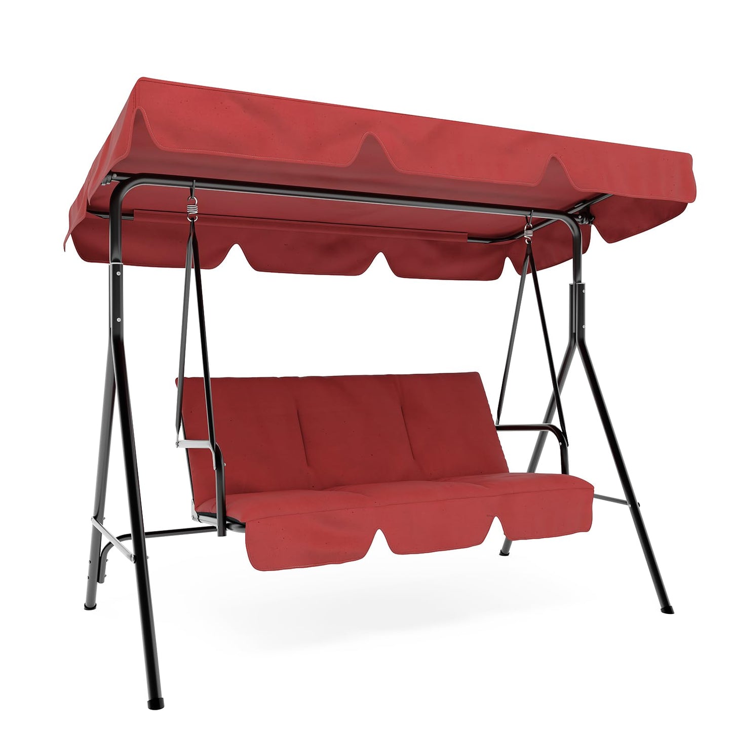 3 Person Patio Swing Chair with Canopy for Porch, Convertible Canopy Hanging Glider Lounge Chair, Patio SwingWith Adjustable Tilt Shade
