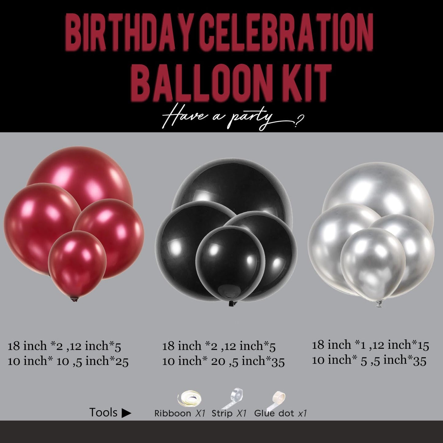 yeewaka Burgundy and black silver balloon garland arch kit 160pcs Maroon black balloons for graduation class of 2025 Prom Wedding Birthday baby shower party decorations