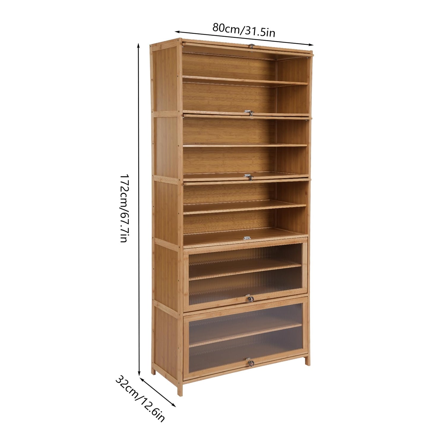Weglae 10 Tiers Shoe Storage Cabinet,Bamboo Shoes Shelf Organizer,Shoe Rack with Transparent Acrylic Cabinet Door,Free Standing Shoes Shelf for Entryway Bedroom,31.5 * 12.6in,Brown (Brown)