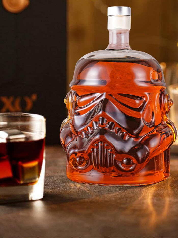 Whiskey Decanter Set Flask Carafe Decanter with 2 Glasses, Transparent Creative Whiskey Decanter for Brandy, Scotch, Vodka, Liquor, Gifts for Men