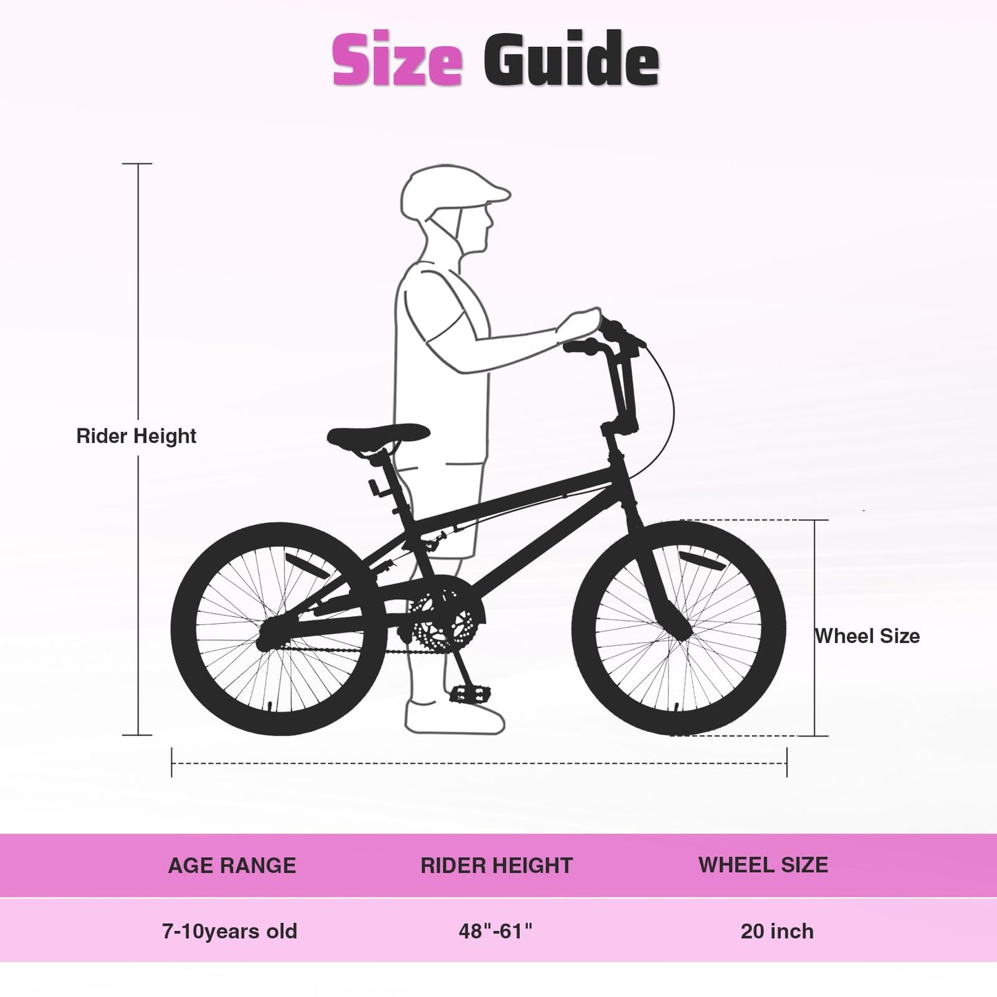 WEEROCK 20 Inch Kid Bike for 7+ Years Old Kids, Single Speed 20" Kids Bicycle for Boys Girls, BMX Handle, Steel Frame and Rear Calip Brake for Children, Student, White