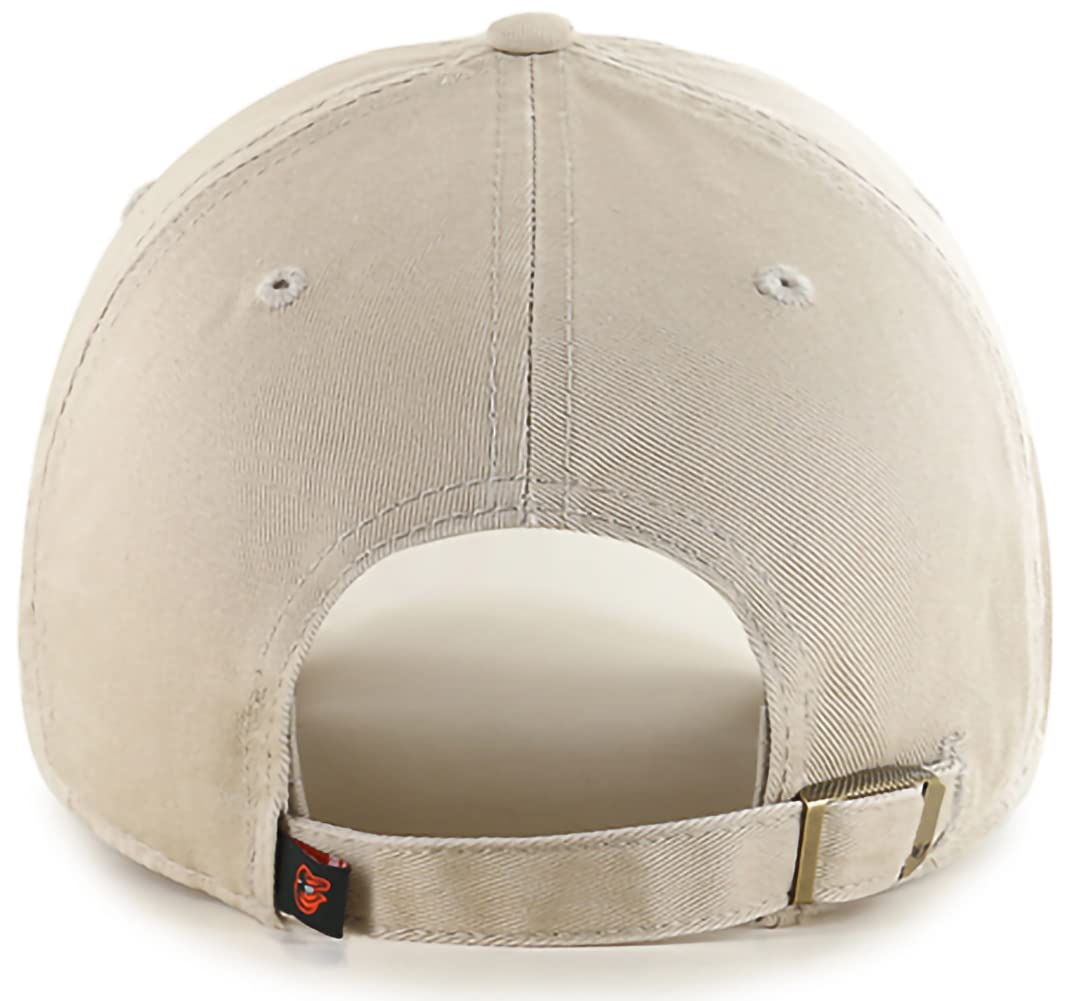 47 Brand MLB Natural Primary Logo Clean Up Adjustable Baseball Cap Hat, Adult One Size Fits All - Baltimore Orioles Natural
