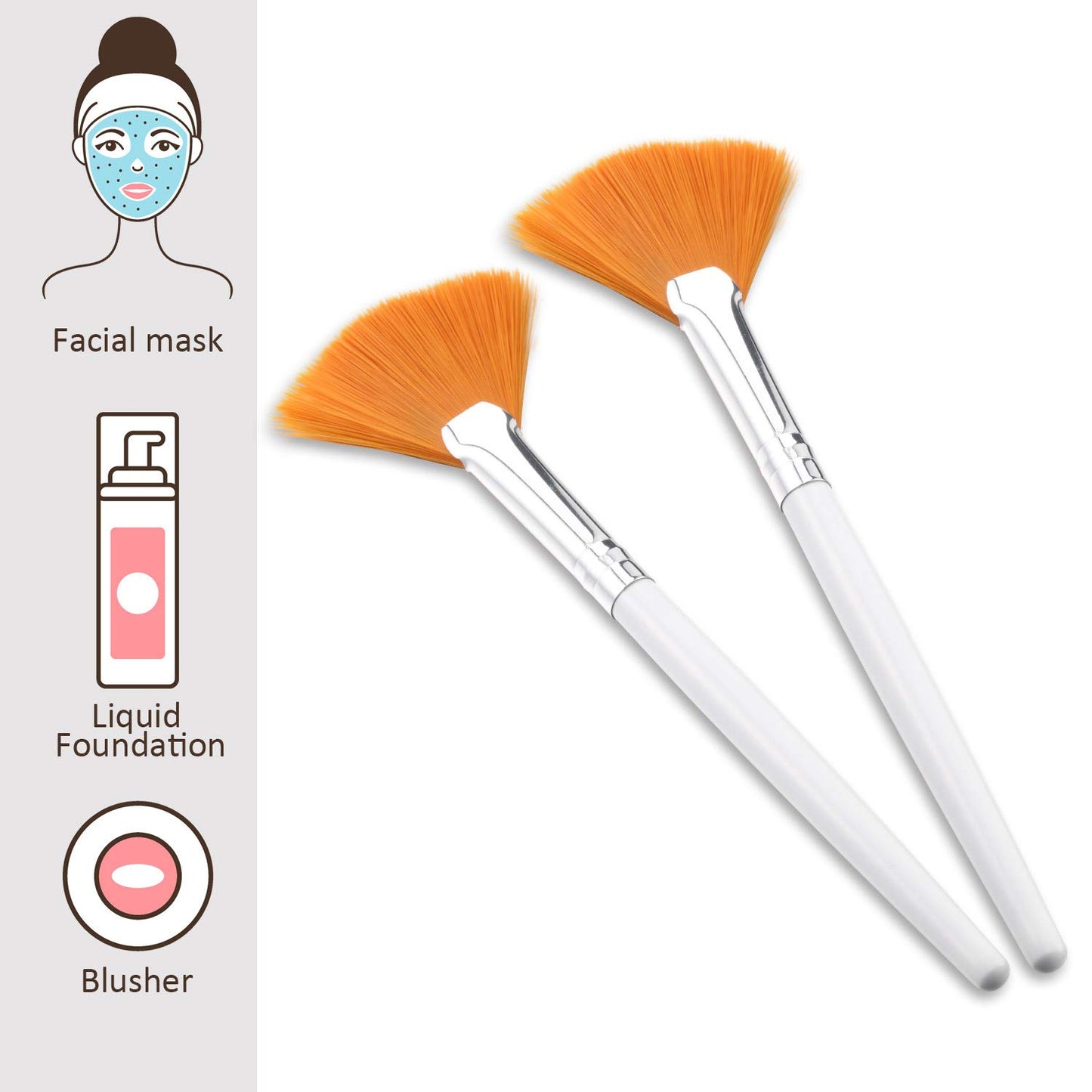 20 Pieces Facial Fan Mask Brushes Acid Applicator Soft Makeup Brushes Cosmetic Tools for Glycolic Peel Masques