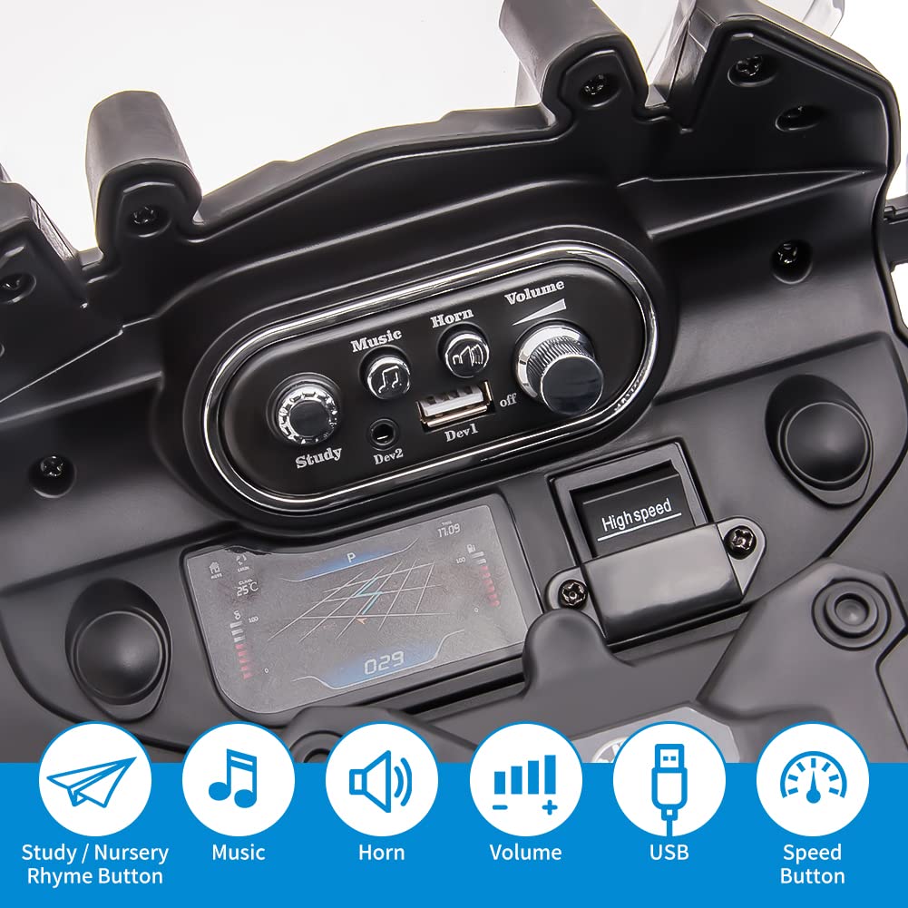 12V 7AH Kids Motorcycle, Licensed BMW Ride On Police Motorcycle, Kids Car with High/Low Speed, 2 Storage Boxes,Warning Lights and LED Headlights,Spring Suspension, Toys for Boys Girls