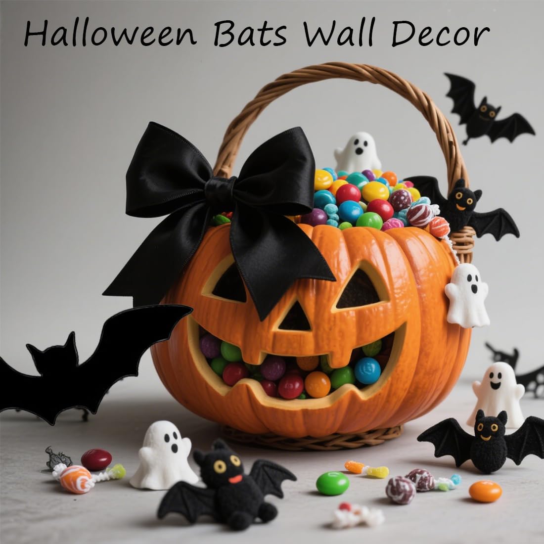 3D Bat Design LED Decoration, LED Halloween 3D Bat Decorative Wall Stickers, Light Up Bats Lighted Stickers Decor Light, Hanging Wall Luminous Glow Clings for Home Bar Halloween Party (LED-24PCS)