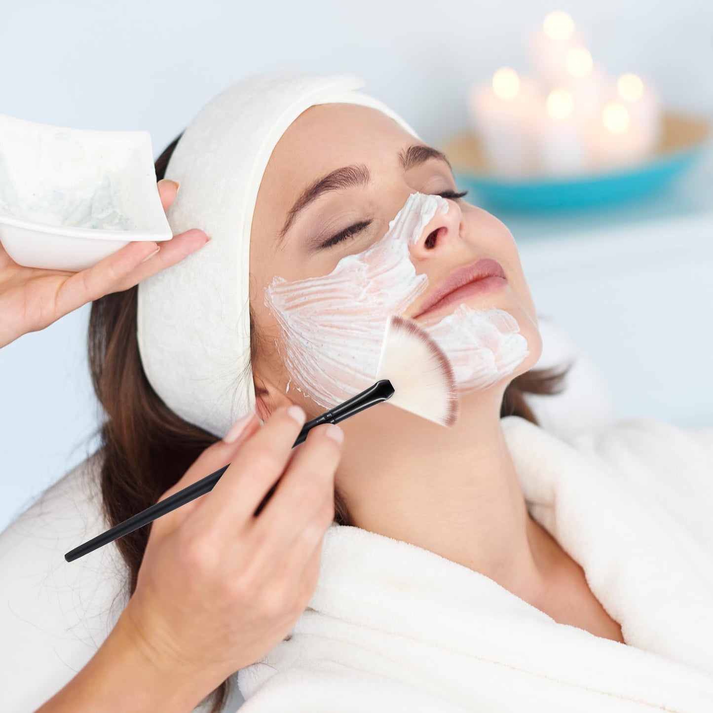 4 Pcs Soft Facial Fan Brush Blush, Fan Mask Brushes Slim Soft Face Mask Brush Applicator for Peel Glycolic Masks Makeup