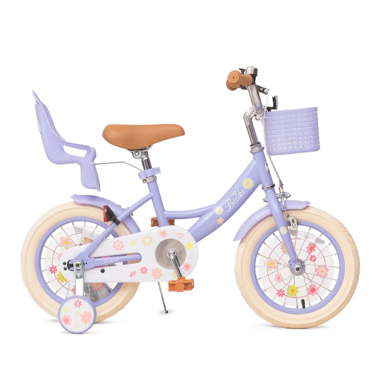Bixike Girls Bike with Basket for Toddlers and Kids Aged 3-14 Years Old, 14 16 18 Inch with Training Wheels & Doll Seat, 20 Inch with Kickstand & Rear Rack, Princess Style Bicycle for Gift