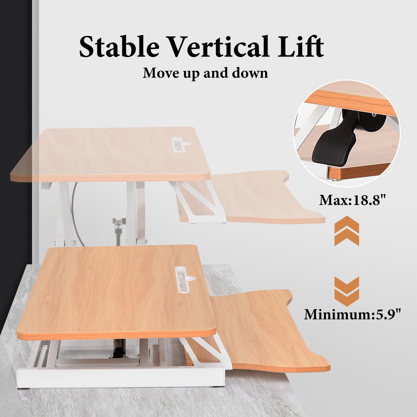 37 Inch Standing Desk Converter - Manual Pneumatic Spring, Two Monitor Stable Standing Desk Converter,5.9” To 18.8” Height Adjustable Laptop Workstation With Keyboard Tray For Home, Company(Log Color)