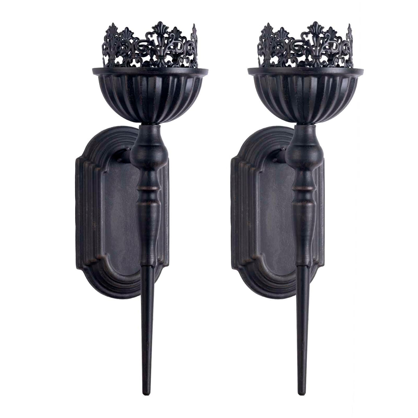 Wall Sconce Candle Holder (Set of 2) Black Crown and Scepter Design Wall-Mount Metal Candle Holders Hanging Iron Wall Candle Sconce Holder for Living Room, Bathroom, Dining Room