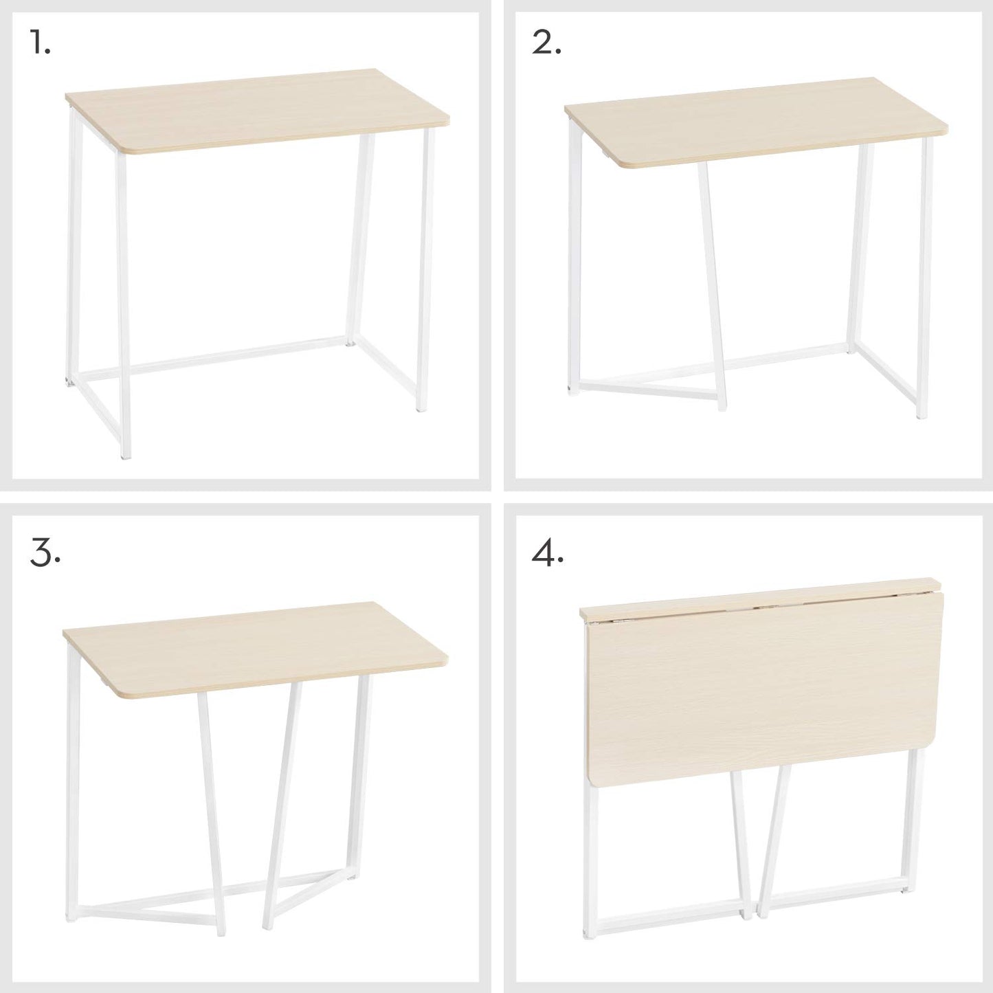 WOHOMO Folding Desk, Small Foldable Desk 31.5" for Small Spaces, Space Saving Computer Table Writing Workstation for Home Office, Easy Assembly, Oak