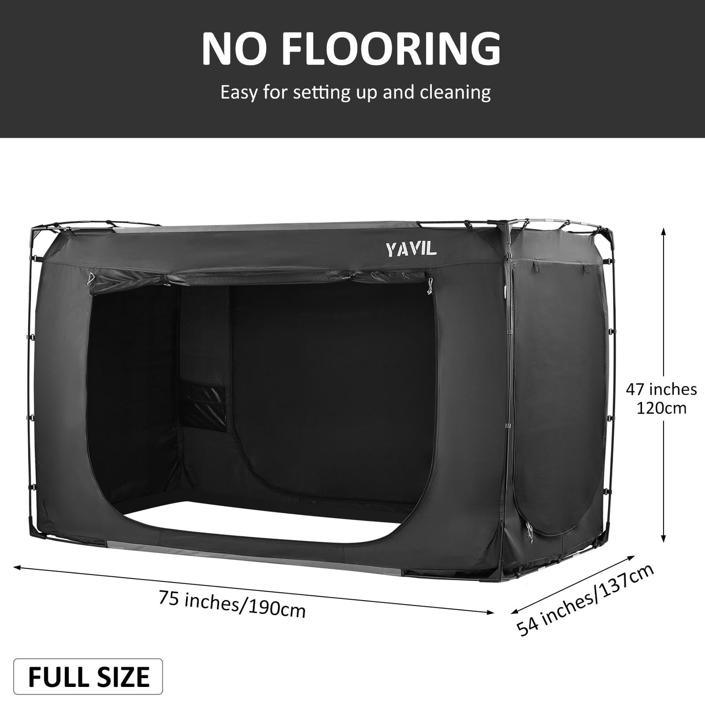 YAVIL Bed Tent Bed Canopy Full Size, Portable Sleeping Tents Dream Tents Indoor for Kids and Adult, Blackout 93% Breathable Privacy Space on Bed with Three Doors (Mattress Not Included)