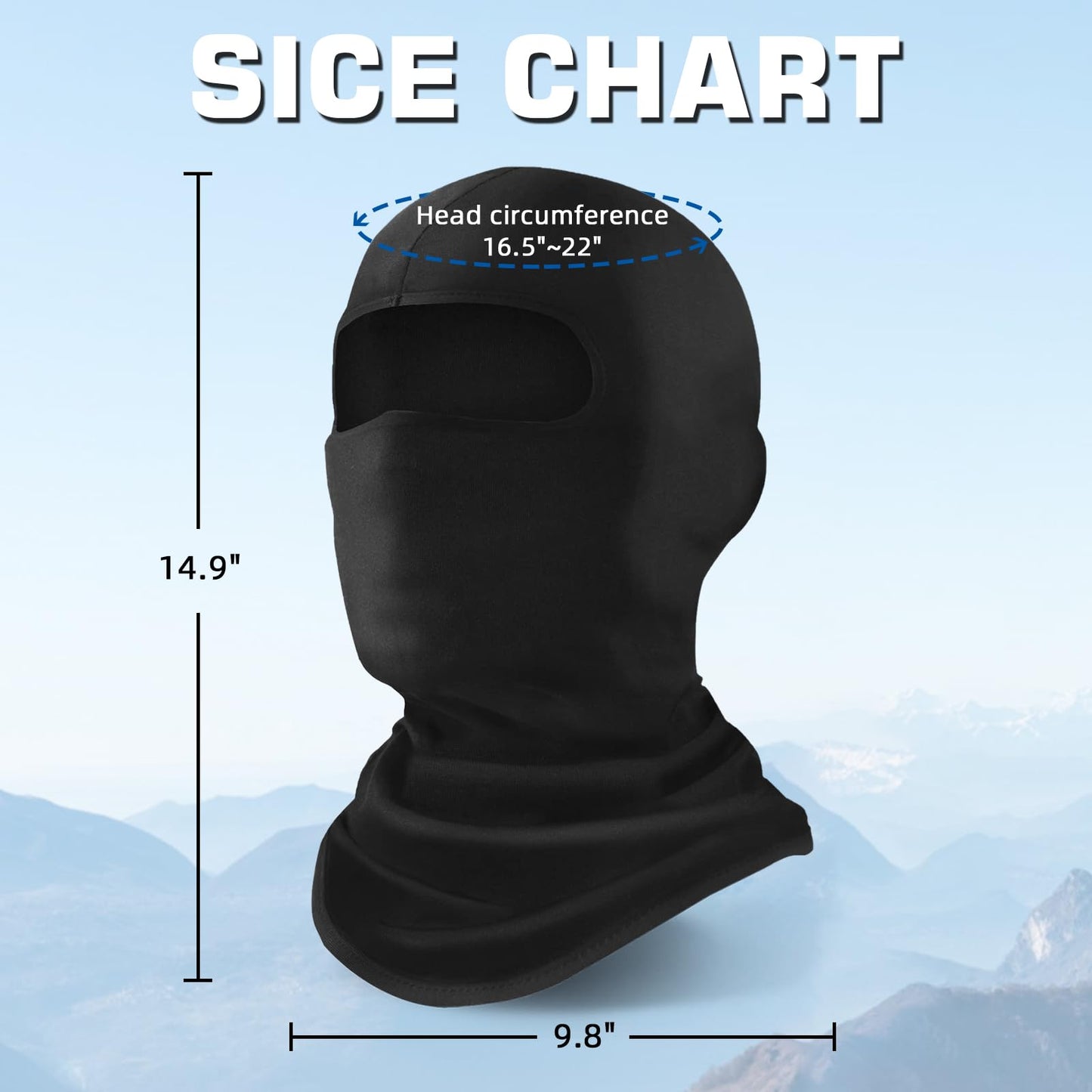 Xeoxarel Balaclava Face Mask, Summer Cooling Neck Gaiter, UV Protector Motorcycle Ski Scarf for Men/Women Black