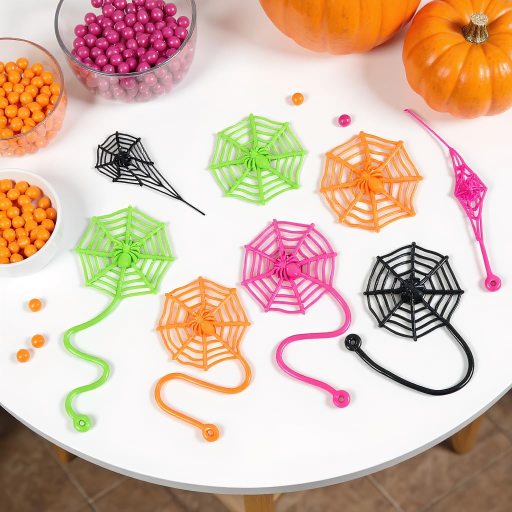 36Pcs Sticky Spider Web Hands, Halloween Party Favors Bulk for Kids, Stretch & Throw Toys for Classroom Prizes, Goodie Bag Stuffers, Pinata Fillers, Spider Decorations
