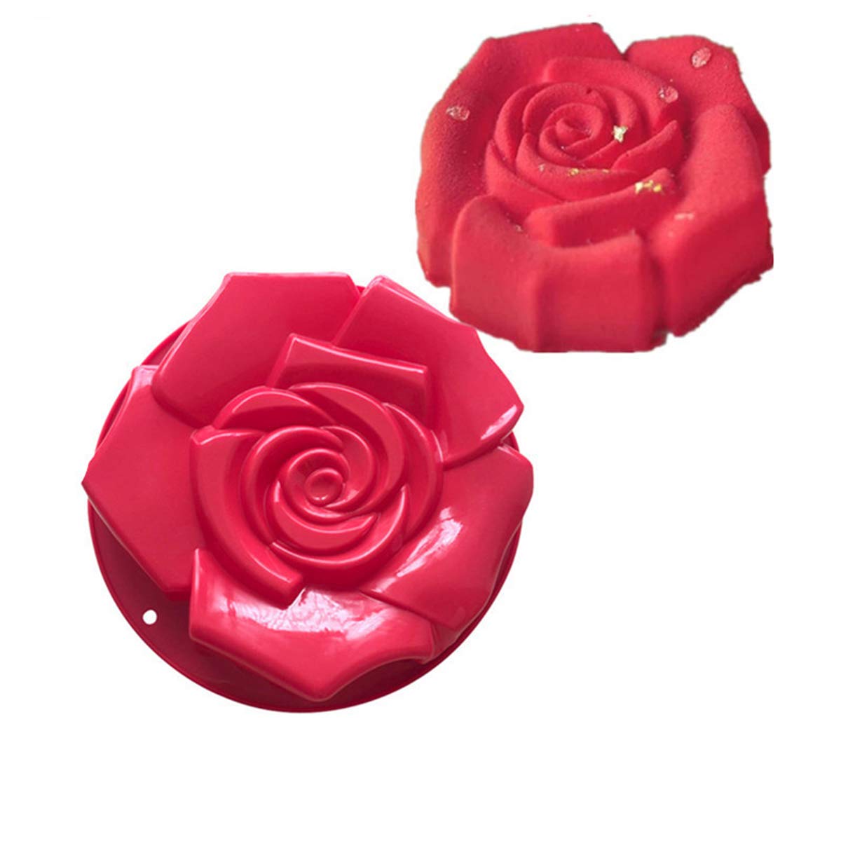 11'' Big Rose Flower Silicone Baking Mold, FantasyDay Anniversary Birthday Tray-Wedding Festival Party Silicone Cake Mold for Muffins Brownie Cornbread Candy Chocolates Butter Fondant Soap Gummy Bread