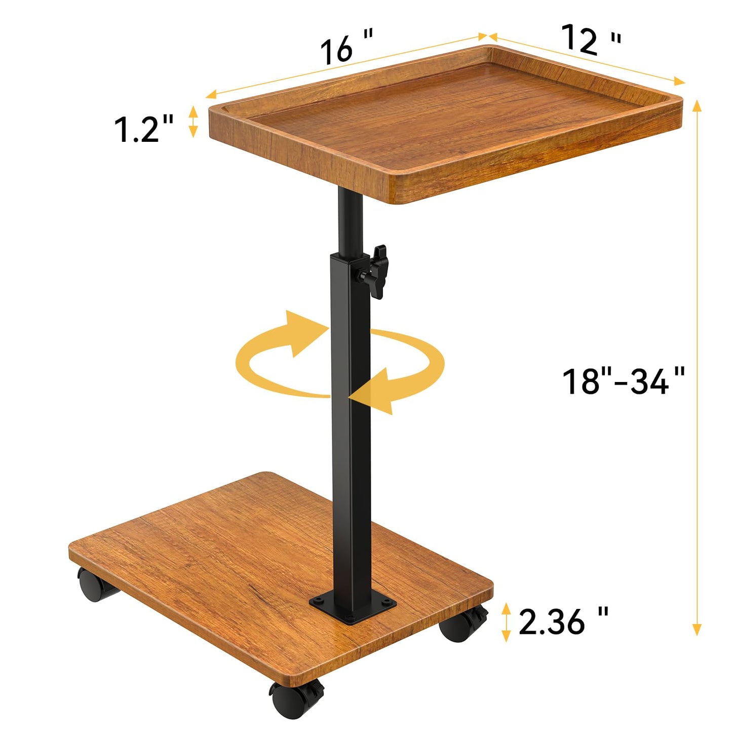XNSDXV C Table End Table Adjustable Height, 360°Swivel TV Tray Table for Small Spaces, Couch Tables That Slide Under, C Shaped Side Tables Living Room and Bedroom for Sofa, Bed,Chair, Snack