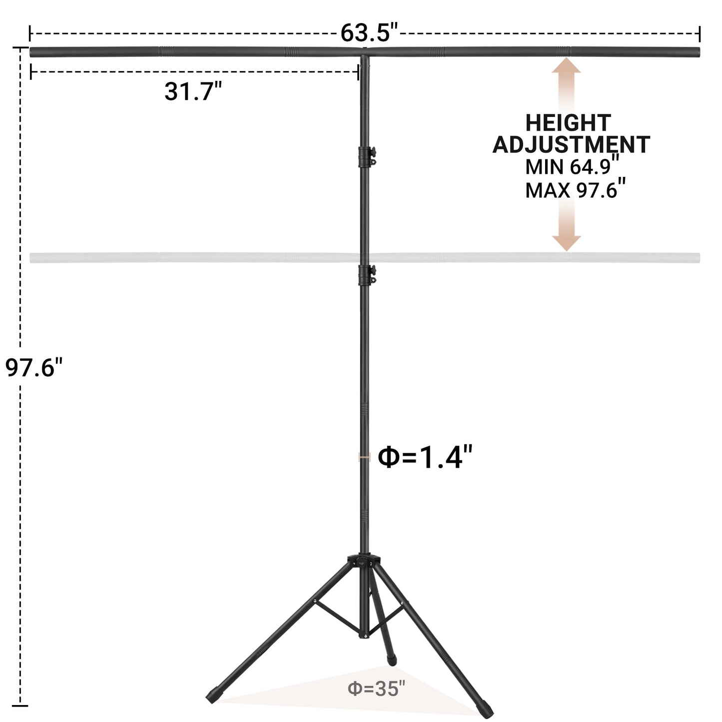 8x5ft T-Shape Backdrop Stand, Adjustable Background Support Stand Kit, Portable Photo Banner Holder with 6 Spring Clamps, Sandbag, Carry Bag for Party, Wedding, Photography and Decoration