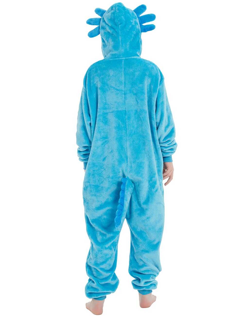 ABENCA Axolotl Onesie Kids Costume Animal Girls One Piece Pajamas Cosplay Halloween Christmas.Blue Axolotl.130