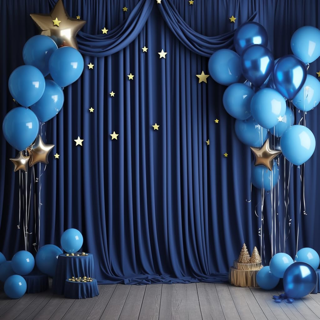 20 ft x 10 ft Wrinkle Free Navy Blue Backdrop Curtain for Parties,Polyester Photo Backdrop Drapes, Thick Background 4 Panels 5ft x 10ft for Baby Shower Wedding Birthday Party Backdrop Stand