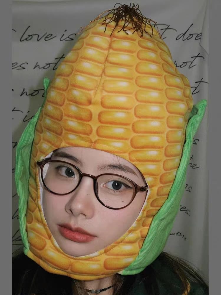 Wviskal Corn Hat Unisex Food Apparel Cosplay Accessories Perfect for Halloween, Harvest Festivals, Costume Parties, Sporting Events, Crazy Headwear or Farm Themed Party Supplies (Corn)