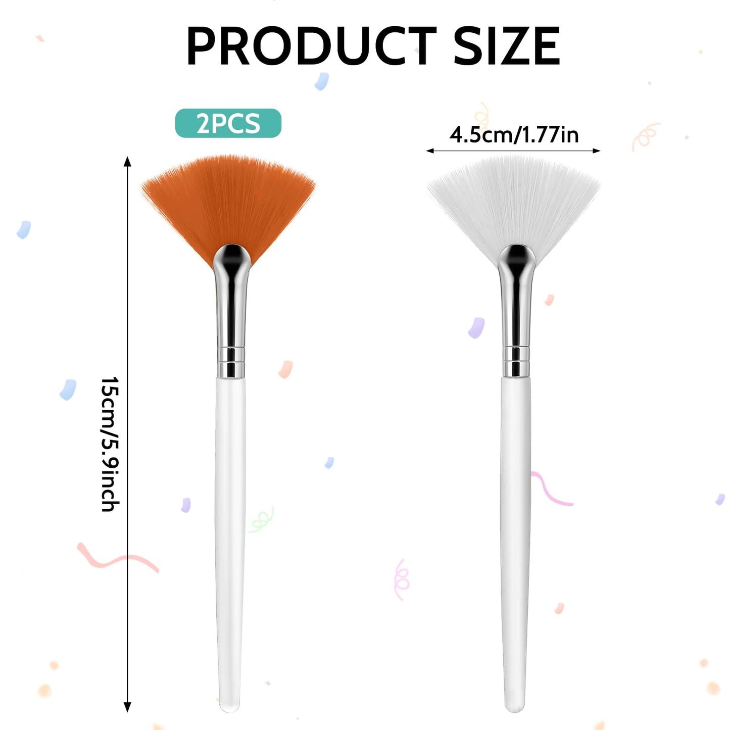 2 Pcs Fan Makeup Brush, Fan Brushes Esthetician Facial Mask Brush, Highlighter Brush Makeup Face Mask Applicator, Face Mask Brush for Women Girls